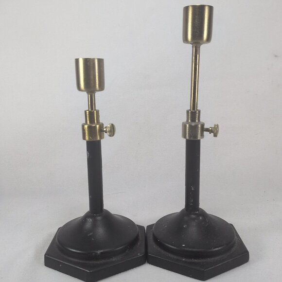 Hearth & Hand Magnolia Candle Holders 2 Black & Brass Taper Sticks Adjustable - Picture 1 of 10